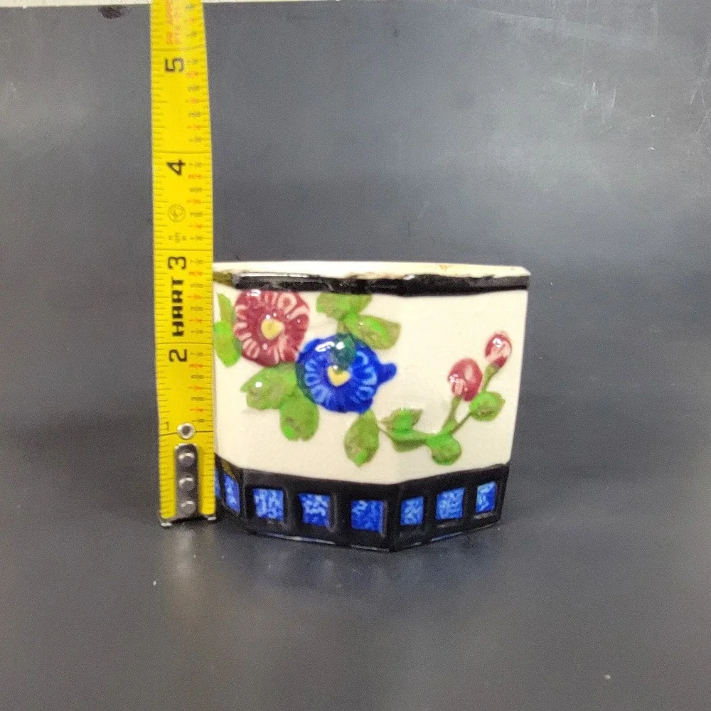 VINTAGE JAMAKATA Y. K. JAR FLOWER MOTIF‎ DECOR MADE IN JAPAN Missing Lid